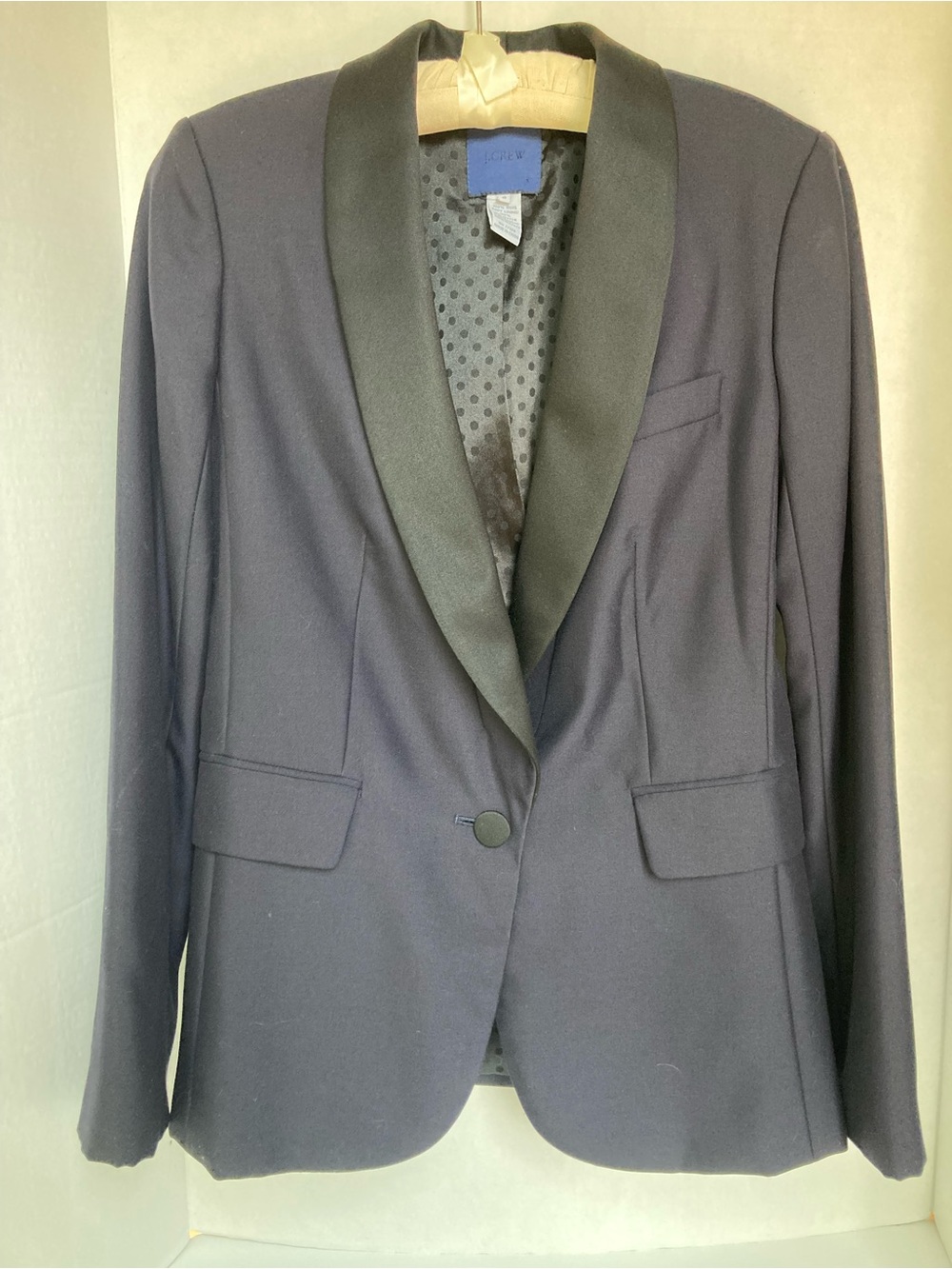 J. Crew Black Shawl Collar Satin Trim Blazer